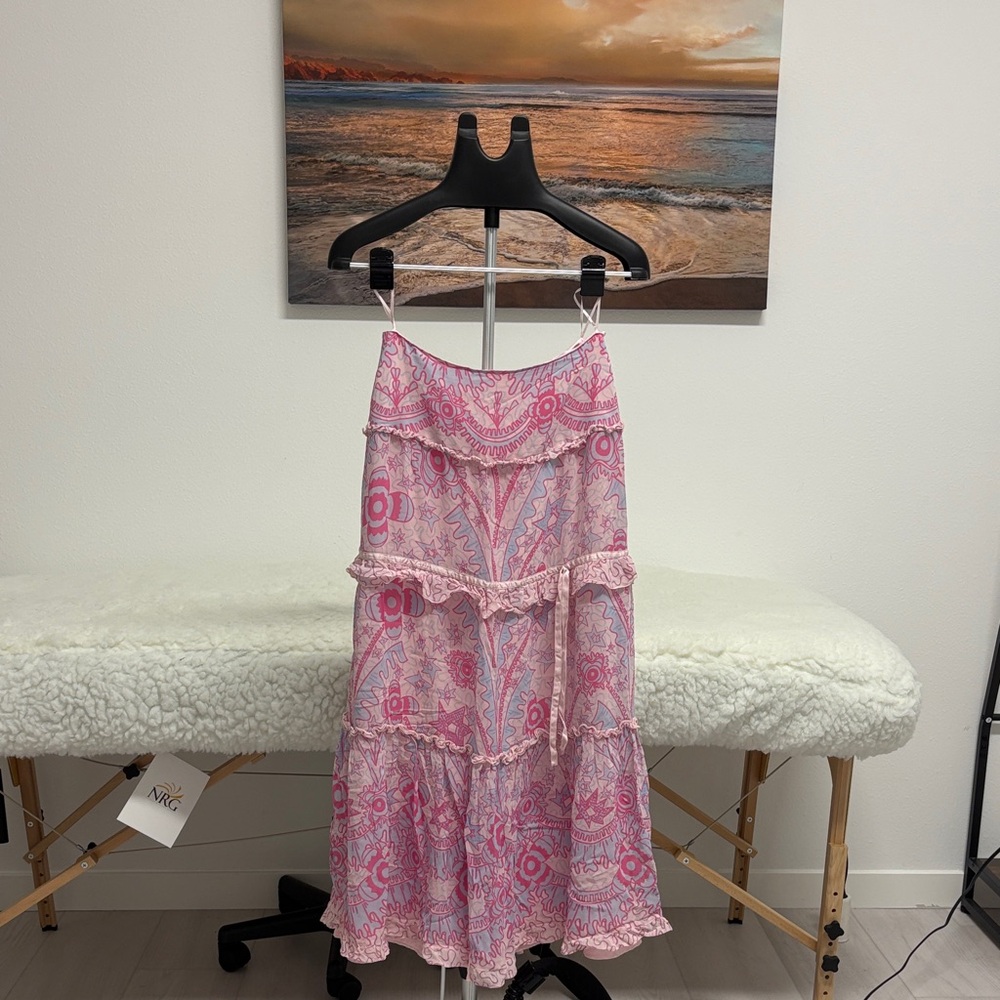 Pink and Blue Patterned GERMAN Silk Skirt (ESCADA)